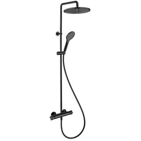 Cristina Ondyna – Colonne de douche thermostatique Black mat – Pomme de douche laiton Ø 25 cm – Flexible 150 cm – Mitigeur thermostatique Vernet - TE49413