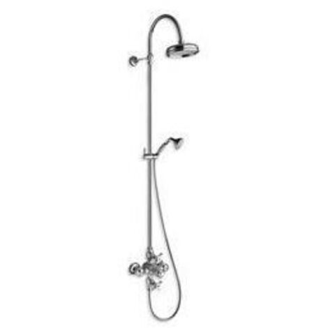 Cristina Ondyna – Colonne de douche thermostatique chromée 200 mm – Pommeau anticalcaire – Flexible laiton 150 cm – 2 robinets d'arrêt – CH72351