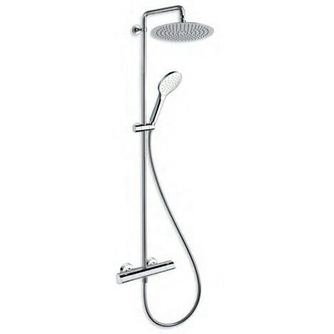 Cristina Ondyna – Colonne de douche thermostatique finition métal – Pomme haute en laiton – Jet pluie – Longueur flexible – PF48651