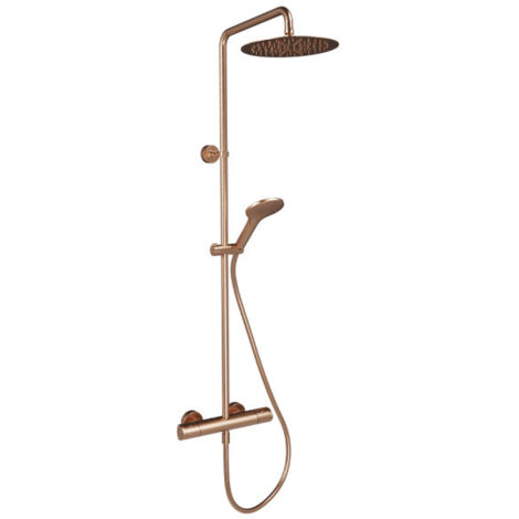 Cristina Ondyna – Colonne de douche thermostatique or rose brossé – Corps froid anti-brûlure – Réglage thermostatique – Crosse orientable – PF48634P