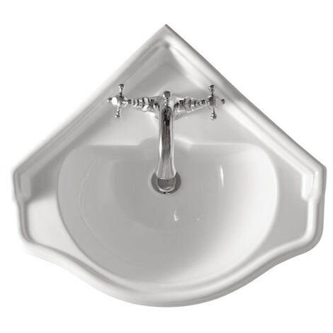 Cristina Ondyna – Lavabo d'angle céramique suspendu 57cm – Configuration monotrou – Pour espaces confinés – Garantie 8 ans – WCH1032