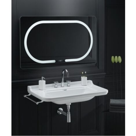 Cristina Ondyna – Lavabo sur colonne céramique blanche 1000mm – Monotrou percé 1 trou – Finition brillante – Trop plein – WD10055