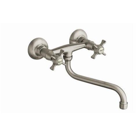 Cristina Ondyna – Mélangeur évier mural métal brossé – Entraxe 150mm – Bec orientable – Aérateur anticalcaire – Garantie 8 ans - CH12477