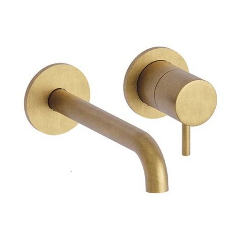 Cristina Ondyna – Mitigeur de lavabo mural 2 trous or brossé avec bec de 22.5 cm – Finition métal – TV25996P