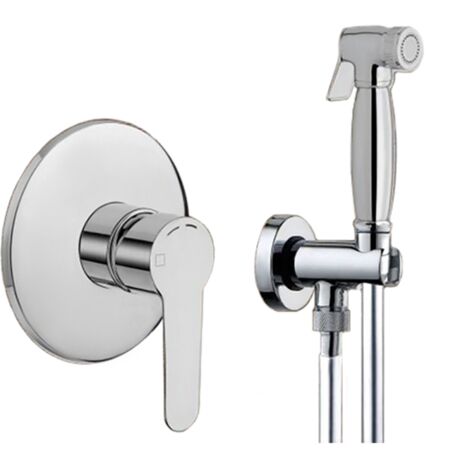 Cristina Ondyna – Pack mitigeur encastré et douchette wc – Cuvette suspendue – Abattant soft close – Mécanisme chasse d'eau silencieux – Flexible 125 cm