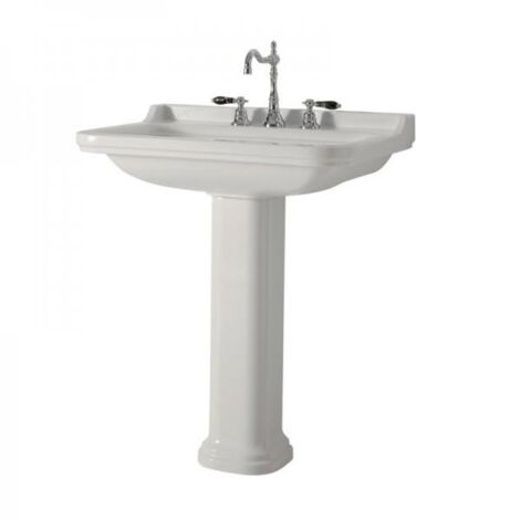 Cristina Ondyna – Lavabo sur colonne céramique blanc 600mm perçage 3 trous – Installation suspendue – Garantie 8 ans – WD6155