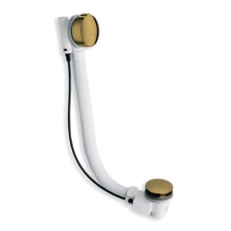 Cristina Ondyna – Vidage baignoire à câble automatique 57cm finition or brossé – Siphon orientable – Poignée ergonomique laiton – VB41796P