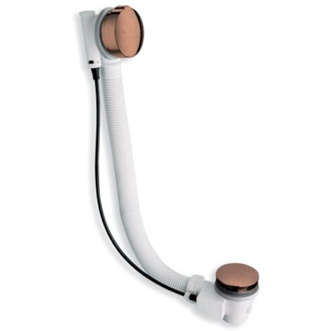 Cristina Ondyna – Vidage baignoire automatique à câble 80 cm avec siphon orientable finition laiton or rose brossé – VB41734P