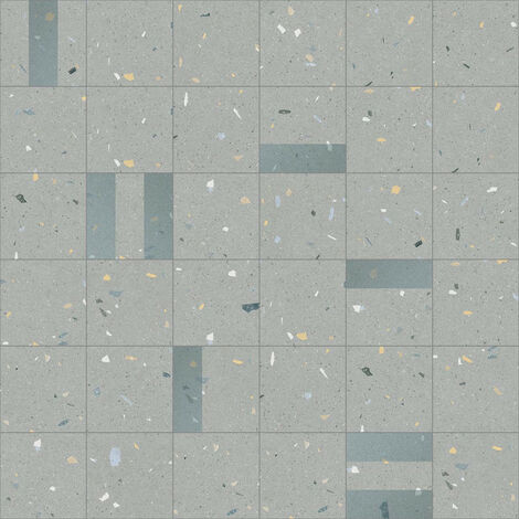 Croccante Eclair Arandano - Carrelage Patchwork aspect terrazzo 20x20 cm - Gris / argent