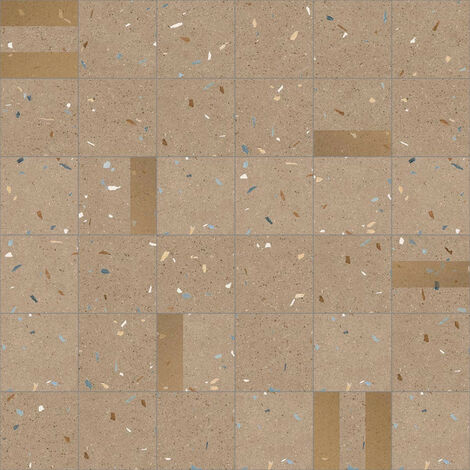 Croccante Eclair Nuez - Carrelage Patchwork aspect terrazzo 20x20 cm - Marron