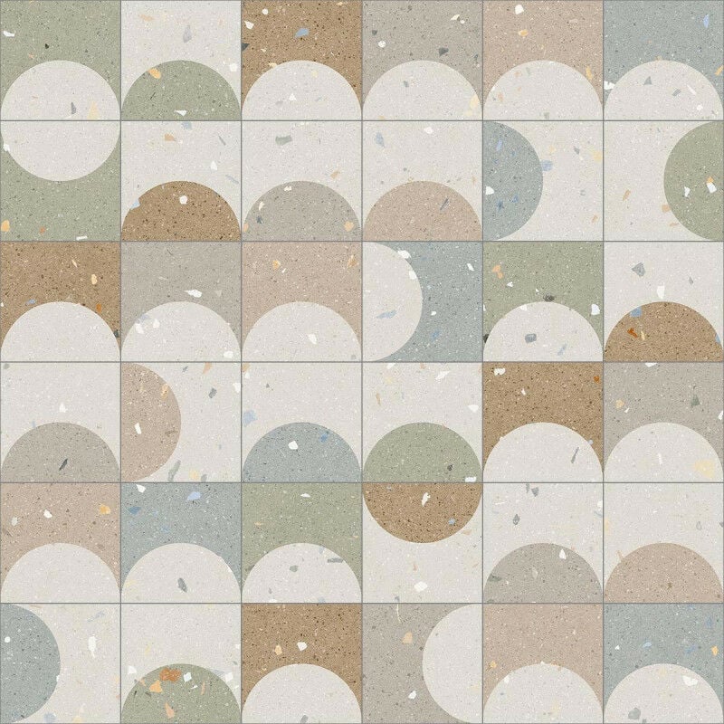 Carrelage sol / mur effet terrazzo 20x20 cm Croccante Zeppole Multicolor - Patchwork (vendu par boite de 1m2)