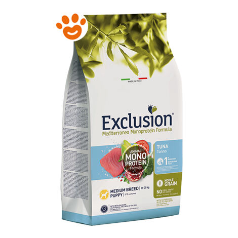 Crocchette Cane Mediterraneo Noble Grain Puppy Tonno 12 kg Exclusion