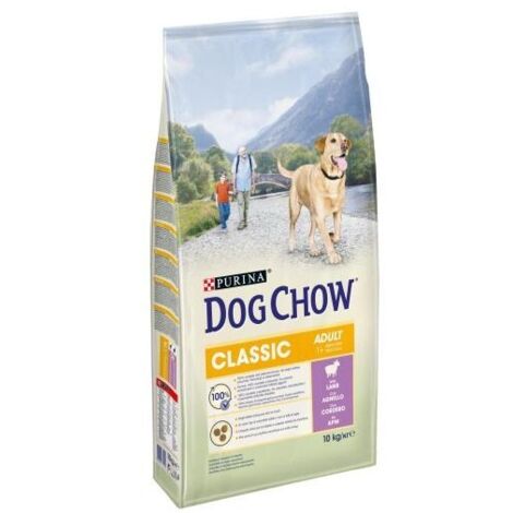 crocchette per cani purina "dog chow classic" adulto di tutte le taglie con agnello 10 kg