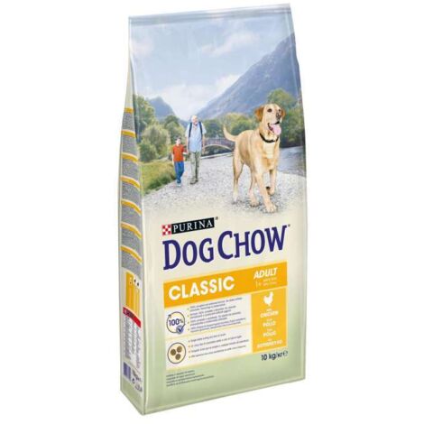 crocchette per cani purina "dog chow classic" adulto di tutte le taglie con pollo 10 kg
