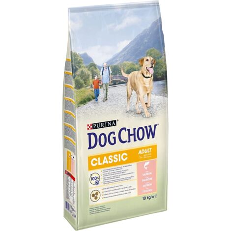 crocchette per cani purina "dog chow classic" adulto di tutte le taglie con salmone 10 kg