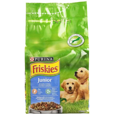 crocchette per cani purina friskies "junior" cuccioli di tutte le taglie con pollo e verdure 1,5 kg