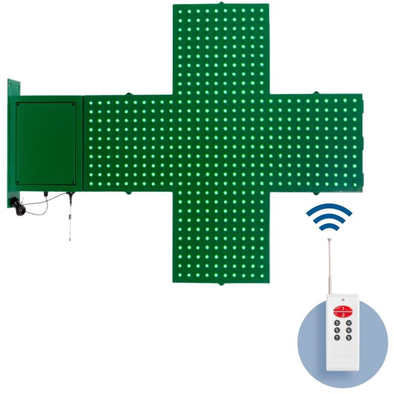Image of Croce led farmacia monocolore verde - 80x80cm - Bifacciale -