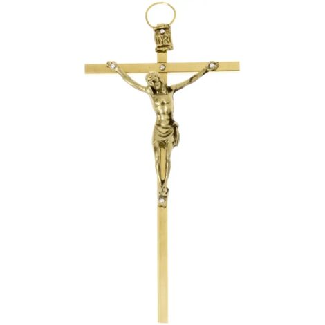 Croce pendente in ottone e oro 5,5 x 11 cm