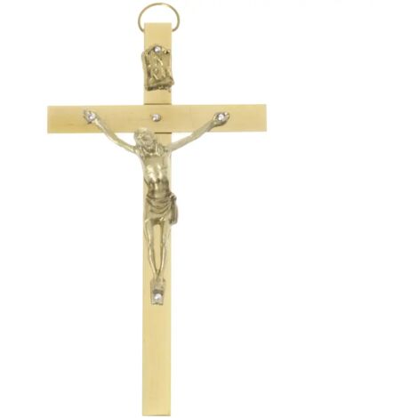 Croce pendente in ottone e oro 6 x 11 cm