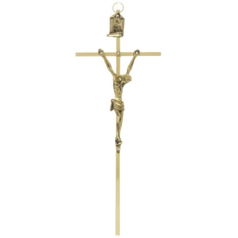 Croce pendente in ottone e oro 8 x 21 cm