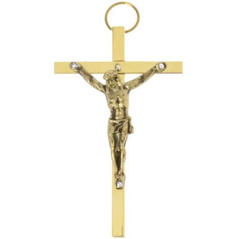 Croce pendente in ottone, oro 6,5 cm - mini