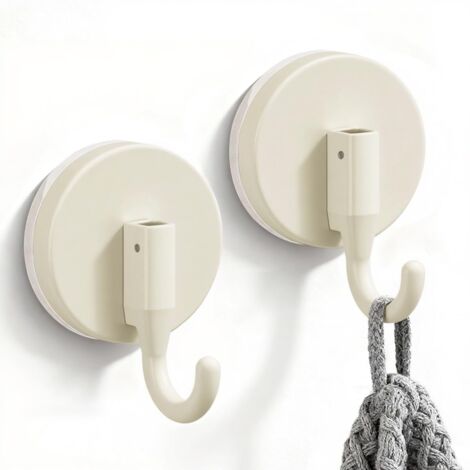 Crochet 2 Pièces Crochet Ventouse Sans Percage Puissante Réutilisable Blanc Porte Manteau Ventouse Accroche Serviette Pour Salle De Bain, Porte En Verre, Carreaux