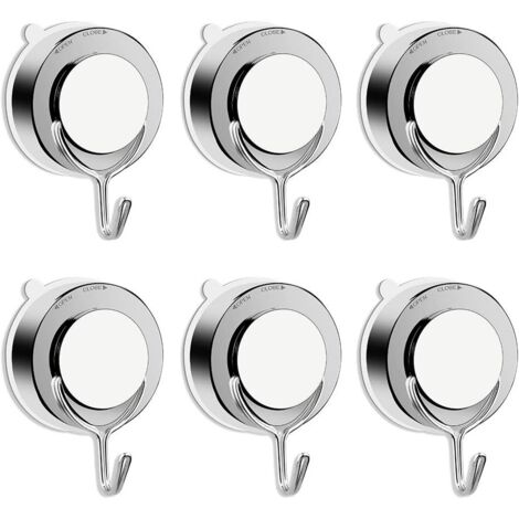 Crochet à Ventouse sous Vide pour Salle de Bains Toilettes Cuisine Crochet Serviette Puissant Crochet de Douche Peignoir en Acier Inoxydable (6pack)
