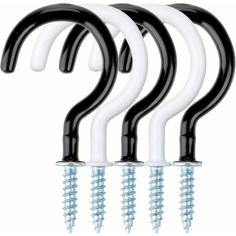 Crochet à visser, cintre de plafond enduit de vinyle à vis de 7,4 cm/2,9 pouces pour une utilisation intérieure et extérieure - blanc et noir 24 pièces