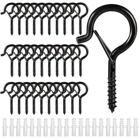 Crochet a visser vis inox a piton à crochet, Crochets à visser, Crochets de plafond en métal extérieur(30pcs)