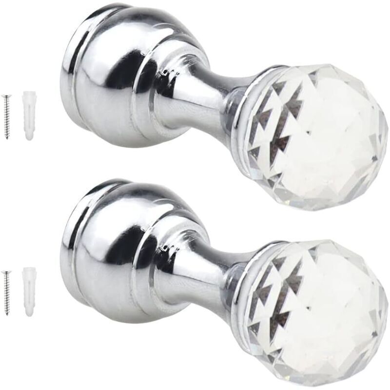 Crochet Accroche Serviette Salle de Bain Patere Murale 2pcs Crochet Porte Manteau Visser Attrait du Concepteur Tête de Cristal 50mm