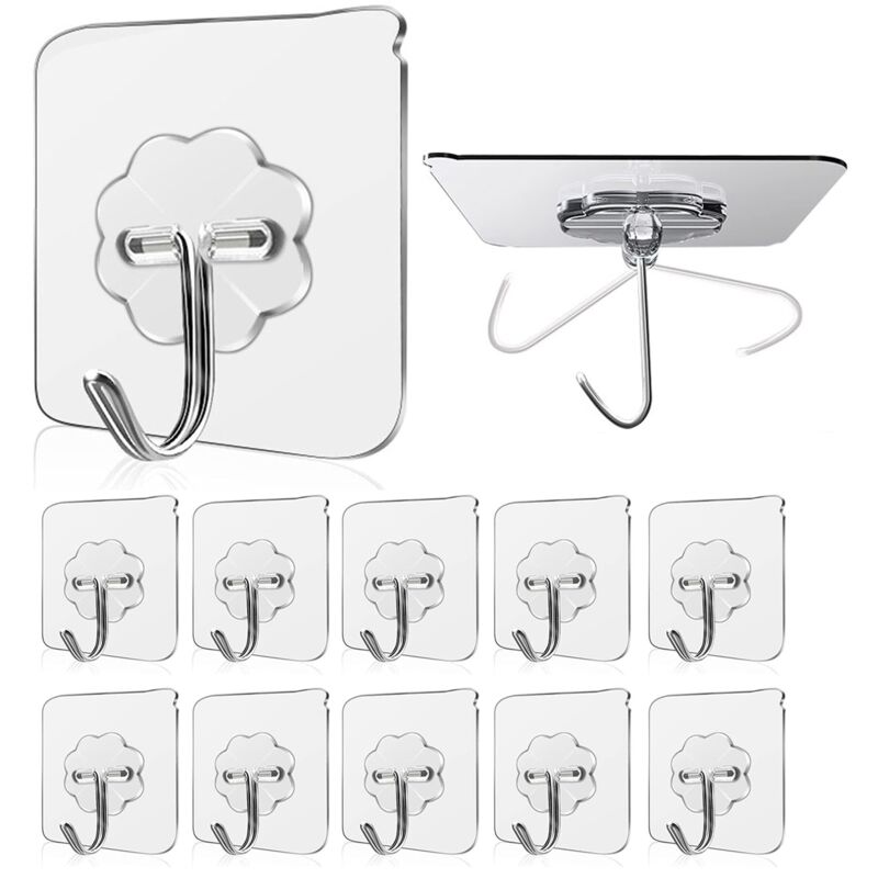 Beijiyi - Crochet Adhésif 15kg(Max) Transparent Autocollants Crochet Murale Porte Serviette Pour Accroche Salle de