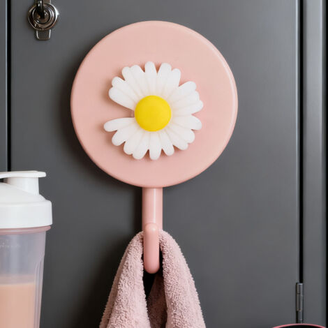 Crochet Adhésif Daisy Style Cartoon Premium Plastique Écologique - Patère Murale Durable pour la Maison - Lot de 1 - 3x5cm