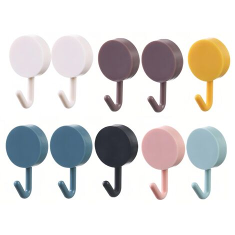 Crochet Adhésif Mural, 10 Pièces Petites Colorés Crochets Muraux Sans Percer ni clous, Pour Accroche Salle de Bain, Cuisine, Plafond, Accrocher, Mural, Porte, Peignoirs, Porte Serviette