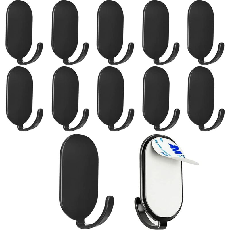 Tigrezy - Crochet Adhesif Mural, 15 Pièces Crochet Adhésif 3M, Crochet Adhésif en Acier Inox, Crochets Auto Adhésif, Crochets Muraux Autocollants