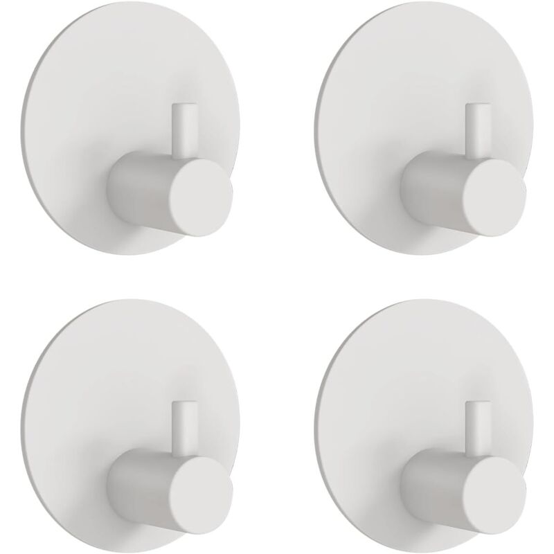 Crochet Adhesif Mural Blanc, Sans Perçage, Accroche Serviette Salle de Bain, Patere Murale, Crochets Adhesifs Muraux, Imperméable et Antirouille,