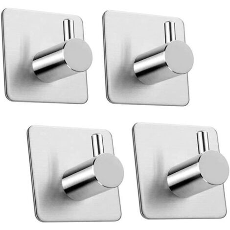 Crochet adhésif mural - Non spécifié - Kit de 4 pièces - Inox - Étanche - Charge maximale 15 lb
