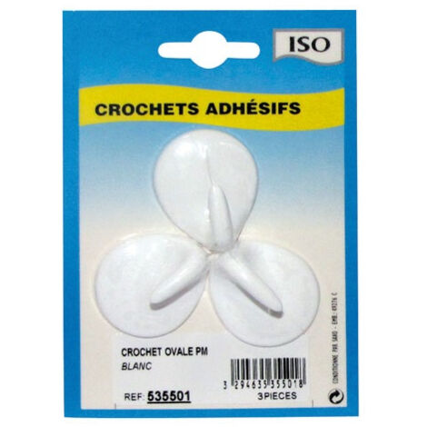 Crochet adhésif ovale céramique blanc pm bl3 - ISO