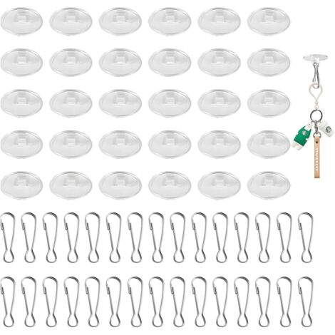 Crochet Adhésif Plafond Transparent Sans Percer Fixation Murale Sans Percer Lot de 30 Crochets Autocollants Muraux avec 30 Clips pour Suspension Décoration Noël Guirlande Moustiquaire Ballon