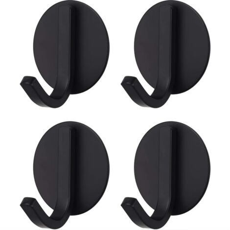 Crochet Adhésif Puissant Acier Inoxydable Noir (4 Pièces)Patère, porte-serviettes