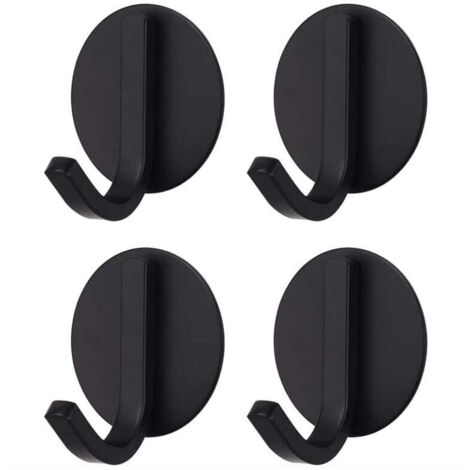 Crochet Adhésif Puissant Acier Inoxydable Noir (4 Pièces)Patère, porte-serviettes