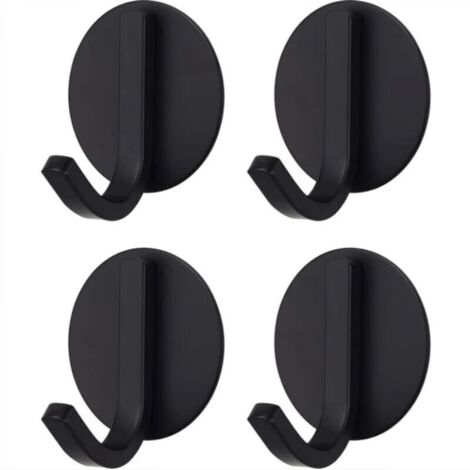 Crochet Adhésif Puissant Acier Inoxydable Noir (4 Pièces)Patère, porte-serviettes