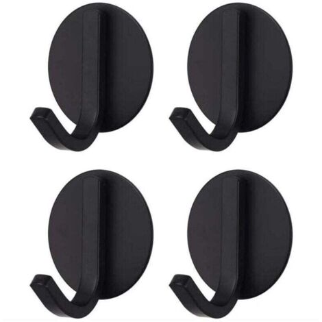 Crochet Adhésif Puissant Acier , XU,Inoxydable Noir (4 Pièces)Patère, Porte-serviettes, produit qualité supérieure, durable et fiable, matériaux sélectionnés, conforme normes --Crezuo