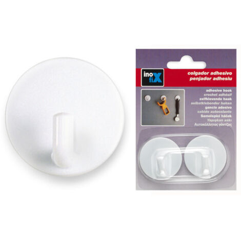 Crochet Adhesifx2 Rond Blanc        - INOFIX