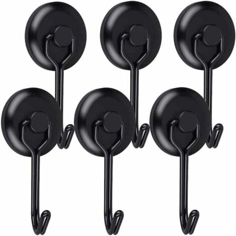 Crochet Aimanté Puissant 14 kg 20D Crochet Magnetique Frigo Noir Néodyme Pivotants Aimant Crochet Magnétique Crochets Aimantés Magnétiques pour Cuisine Torchon Tableau 6pcs--