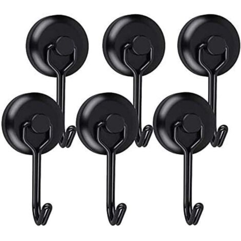 Crochet Aimanté Puissant Crochet Magnetique Frigo Noir Néodyme Pivotants Aimant Crochet Magnétique Crochets Aimantés Magnétiques pour Cuisine Torchon Tableau 6pcs