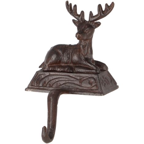 Crochet cerf en fonte - Marron - H 20,6 cm - Livraison gratuite