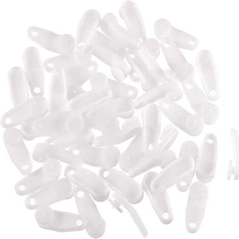 Crochet coulissant de rideau de 50 pièces, crochet de rideau de douche en plastique blanc, rail de rideau de douche