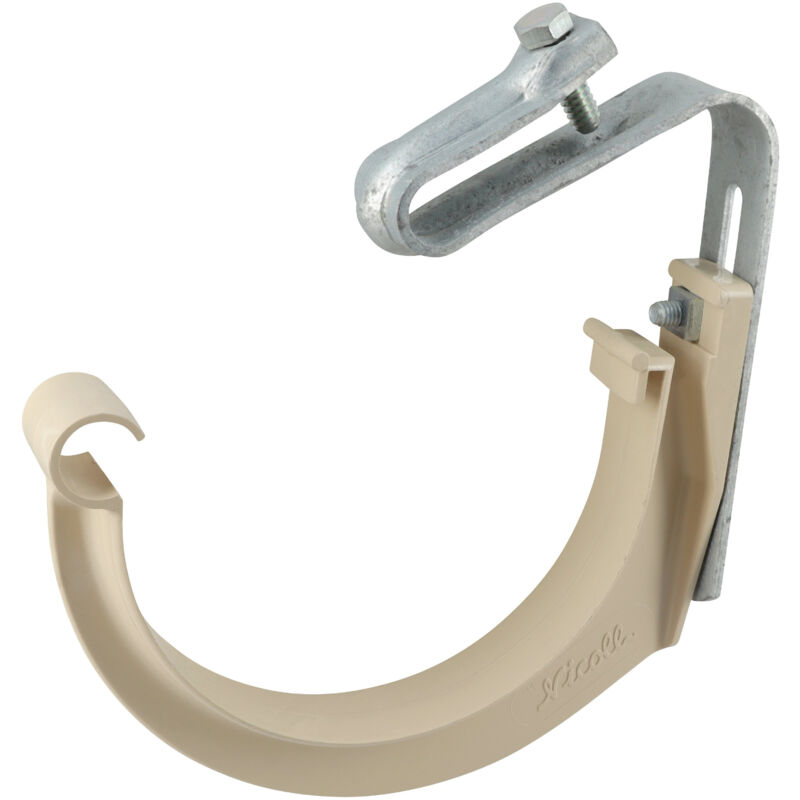 Crochet de gouttière Nicoll GO25PMS LG25 couleur sable monté avec étrier Techtan