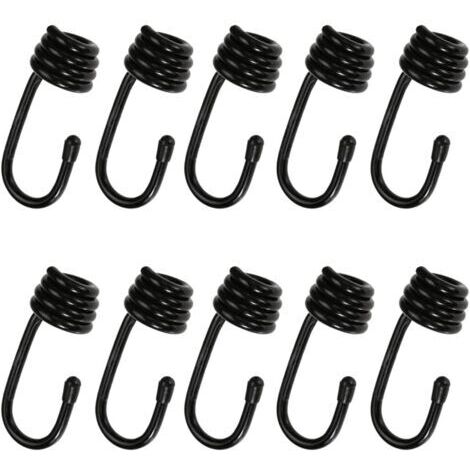 Crochet de corde en spirale, 10 pièces, crochet de corde en métal absorbant les chocs, crochet de fil en spirale recouvert de plastique pour cordon élastique, rallonge