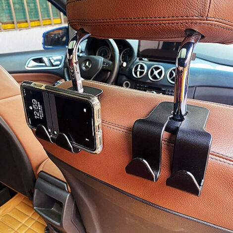 Crochet de dossier de siège auto 4 pièces – support multifonctionnel pour smartphone, fixation arrière robuste et universelle